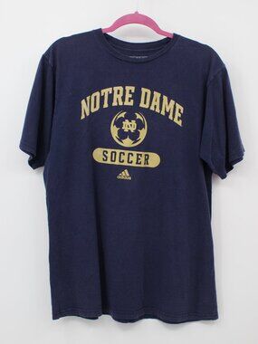 Womens Notre Dame Soccer Graphic T-Shirt THE GO-TO TEE ADIDAS Large Navy Blue